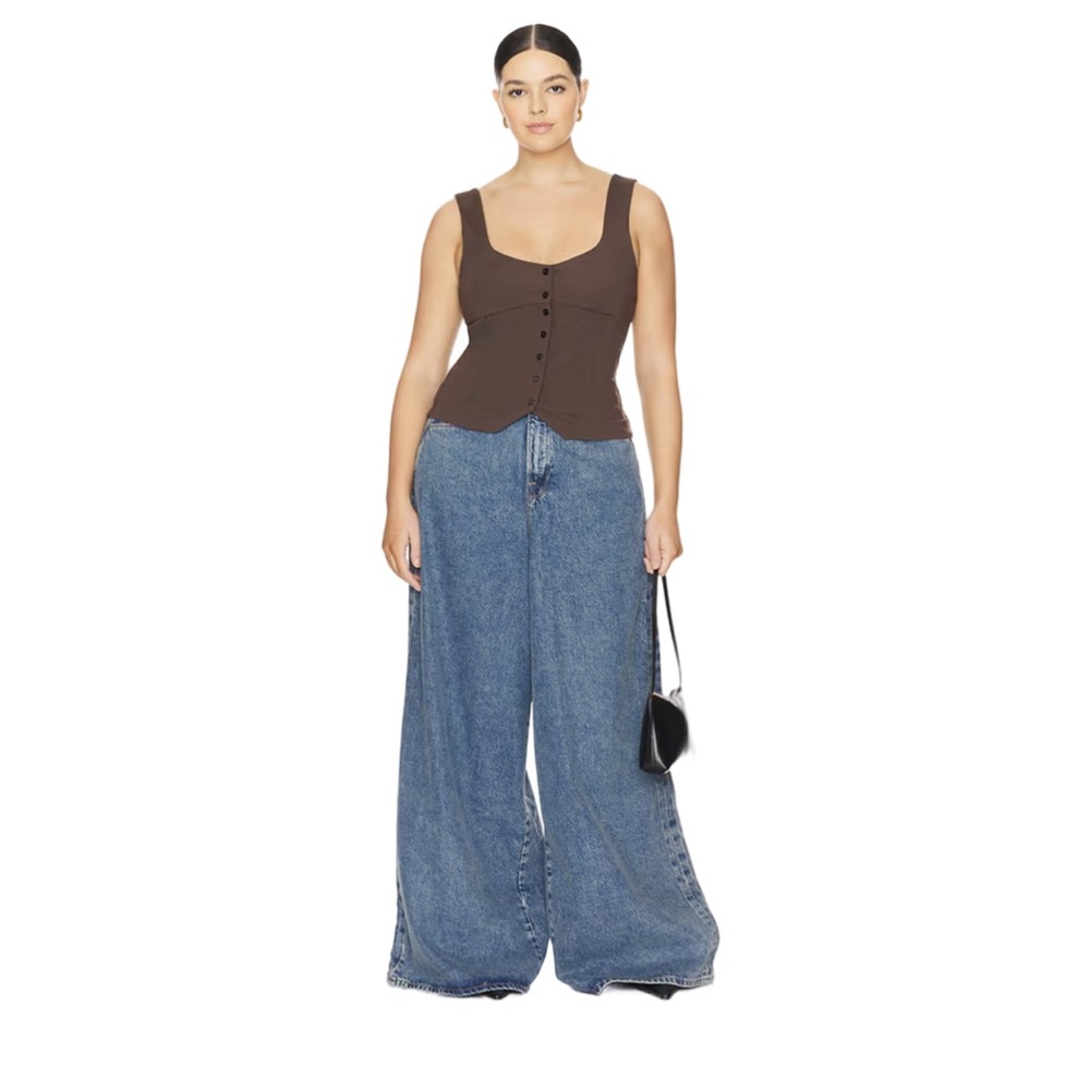 Size 26 plus Paneled Wide Leg Jeans in Indigo682 BNWT